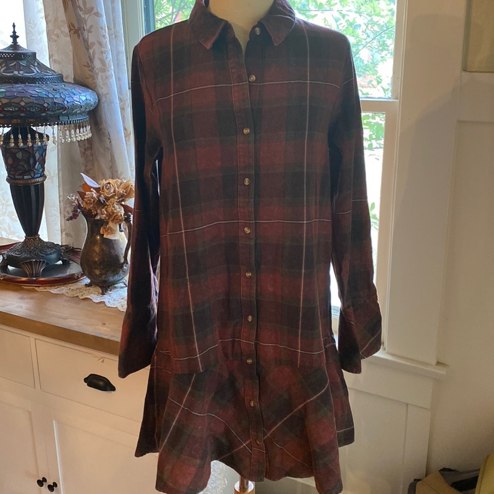 Wild fable Long sleeve shirt dress- Maroon plaid